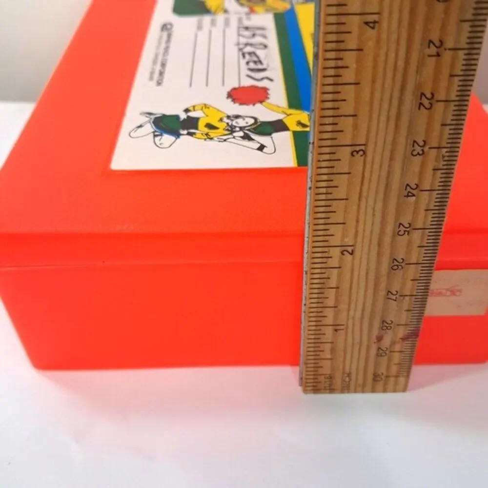 Vintage Empire Pencil Plastic School Box Case School Bus & Football cheerleaders